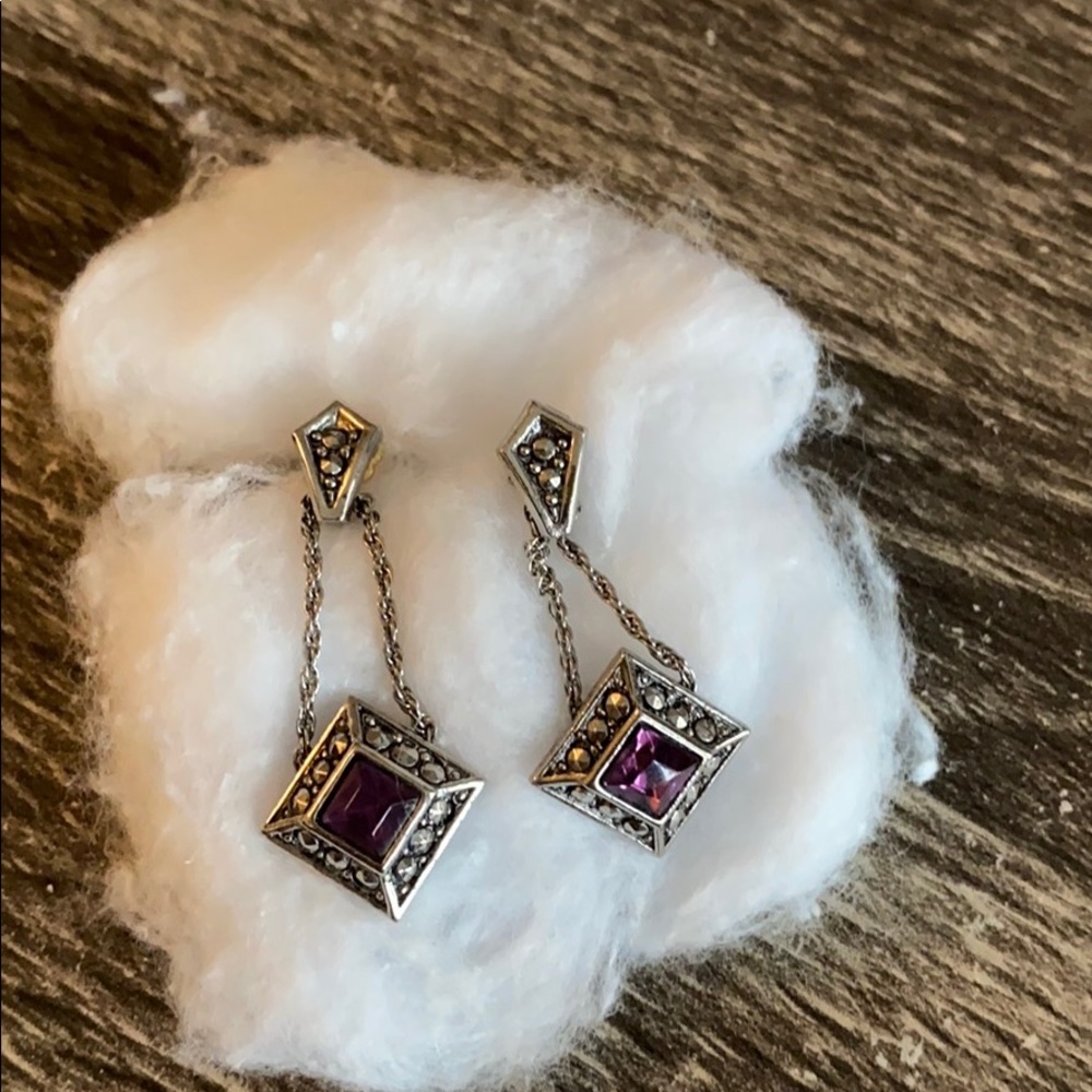 Purple drop earrings